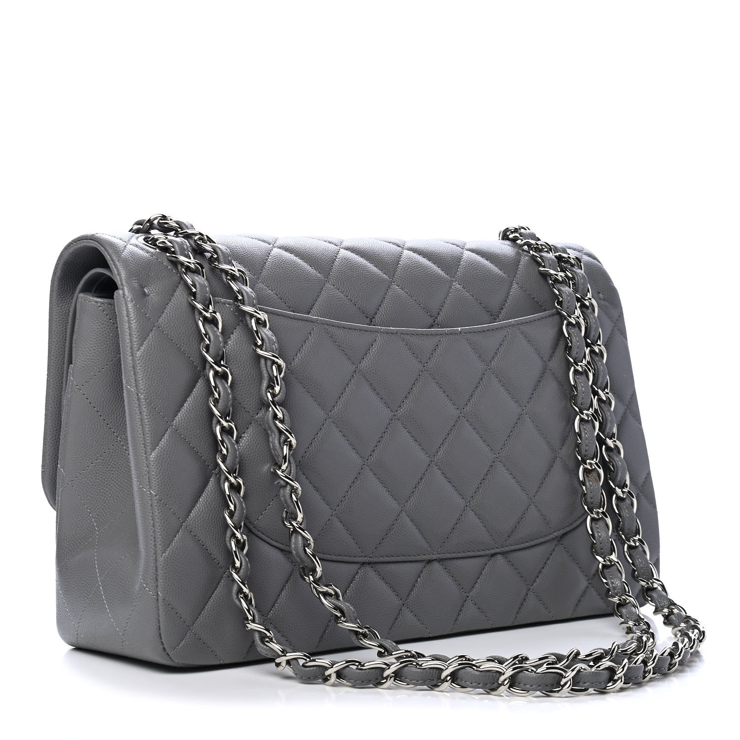 Chanel Caviar Quilted Jumbo Double Flap Grey 2 of 6