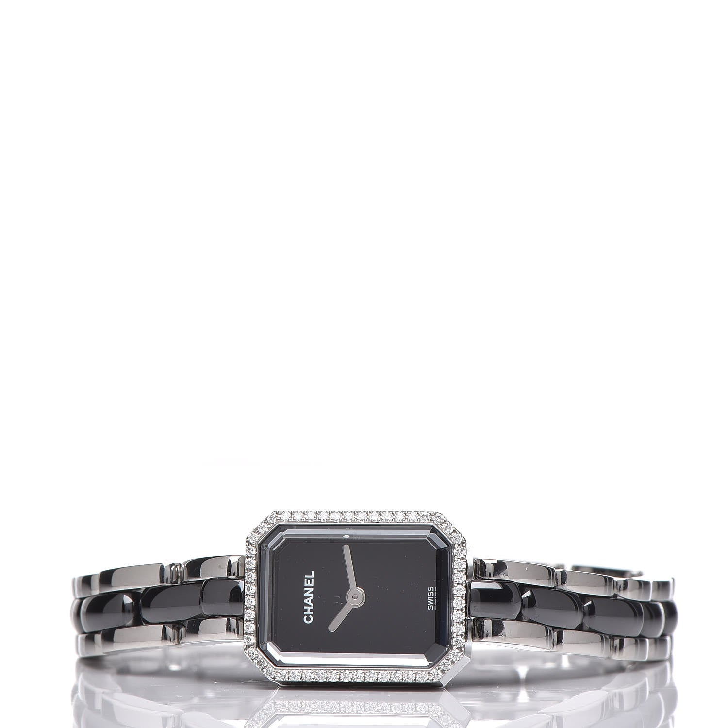Chanel Stainless Steel Ceramic Diamond Bezel 16mm Premiere Quartz Watch Black 3 of 6