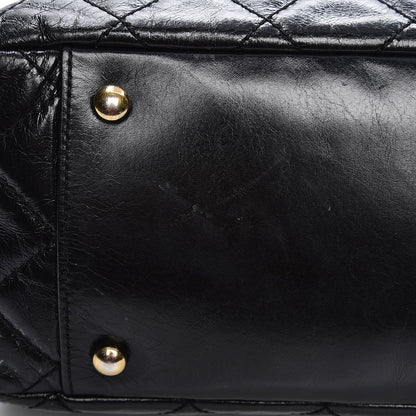 Chanel Glazed Calfskin Castle Rock Large Flap Black Burgundy 16 of 17