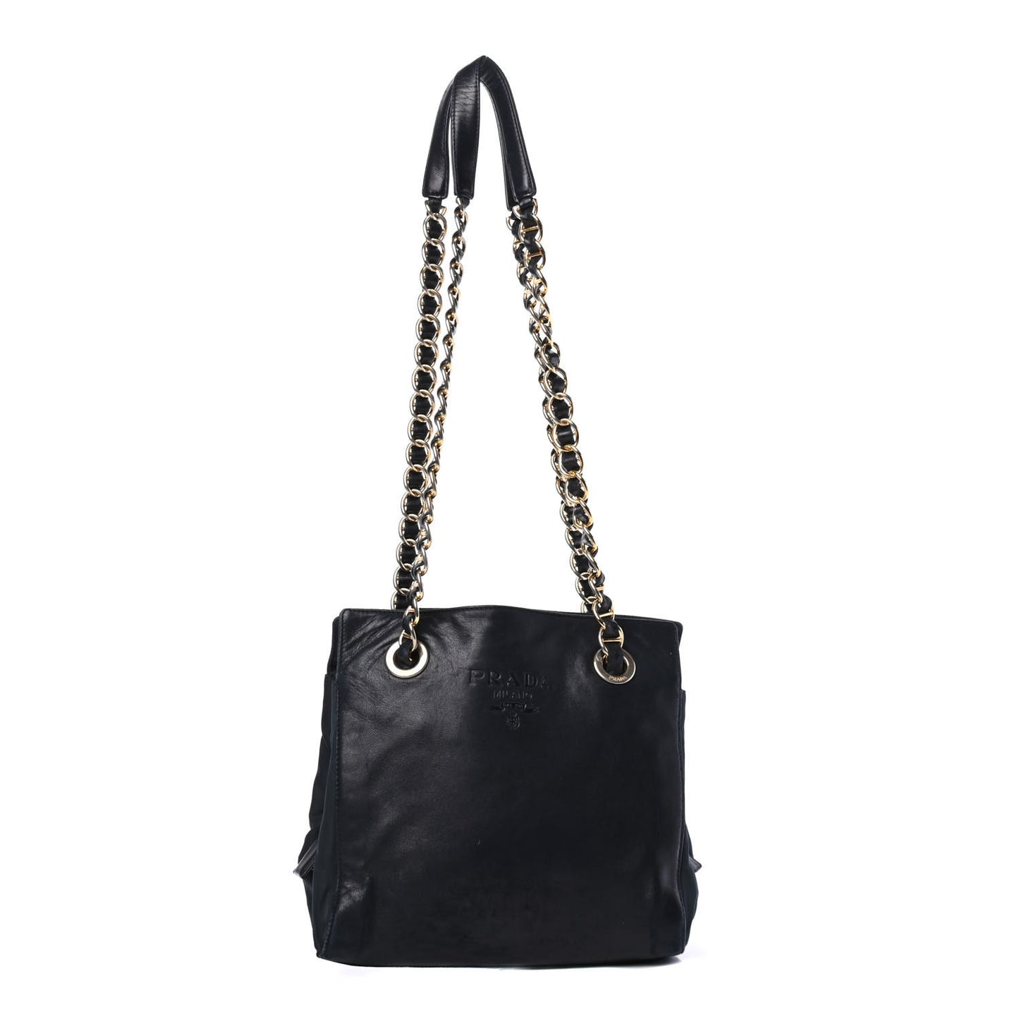 Nappa Tessuto Nylon Chain Tote Navy