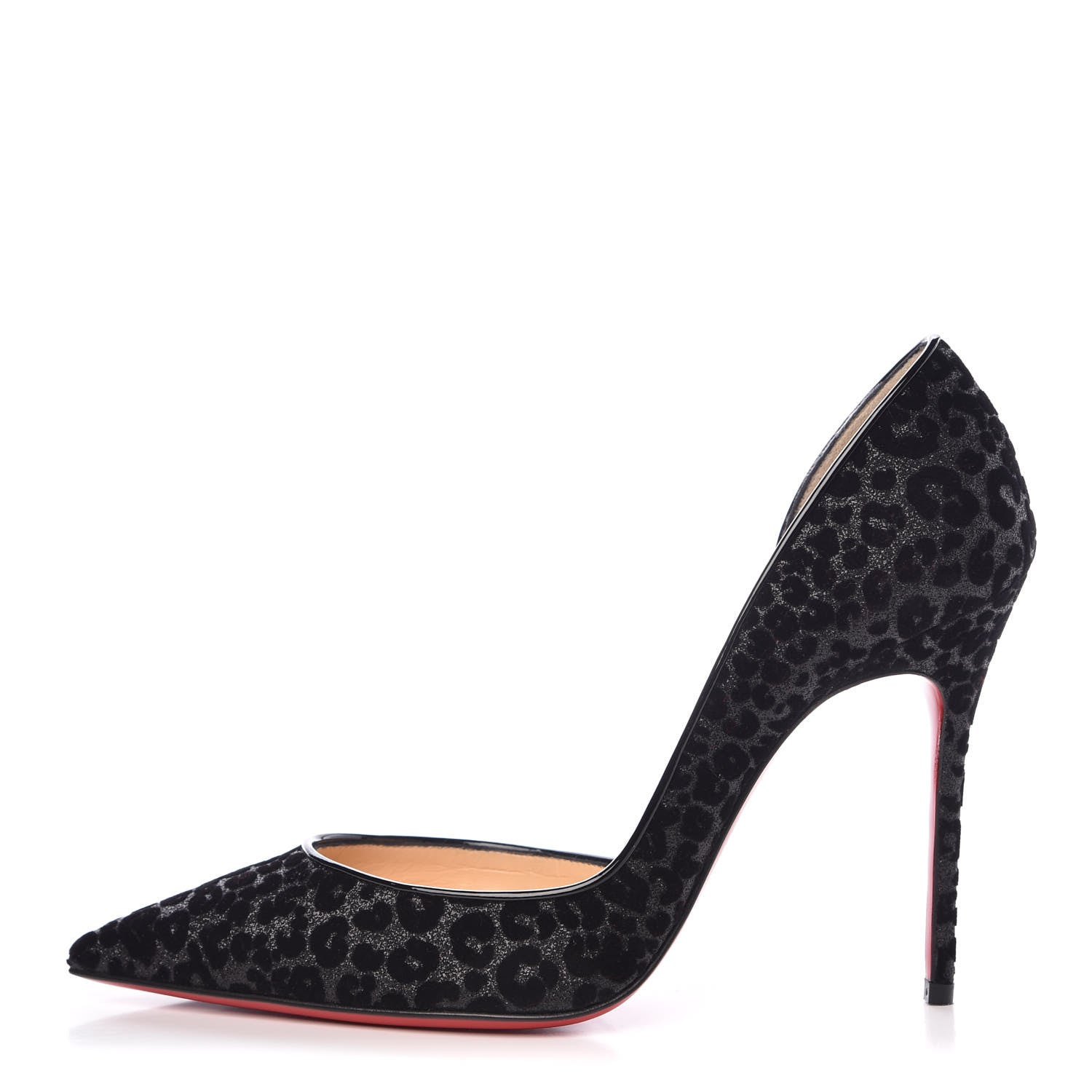 Christian Louboutin Floque Patent Glitter Leo Iriza 100 Pumps 37 Black 1 of 10