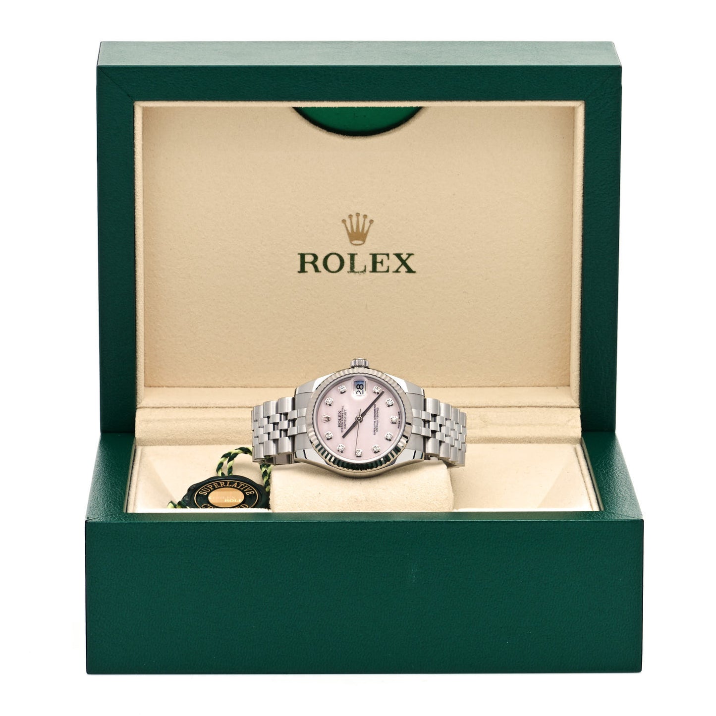 Stainless Steel 18K White Gold Diamond Pink Mother of Pearl 31mm Oyster Perpetual Datejust Watch 178274