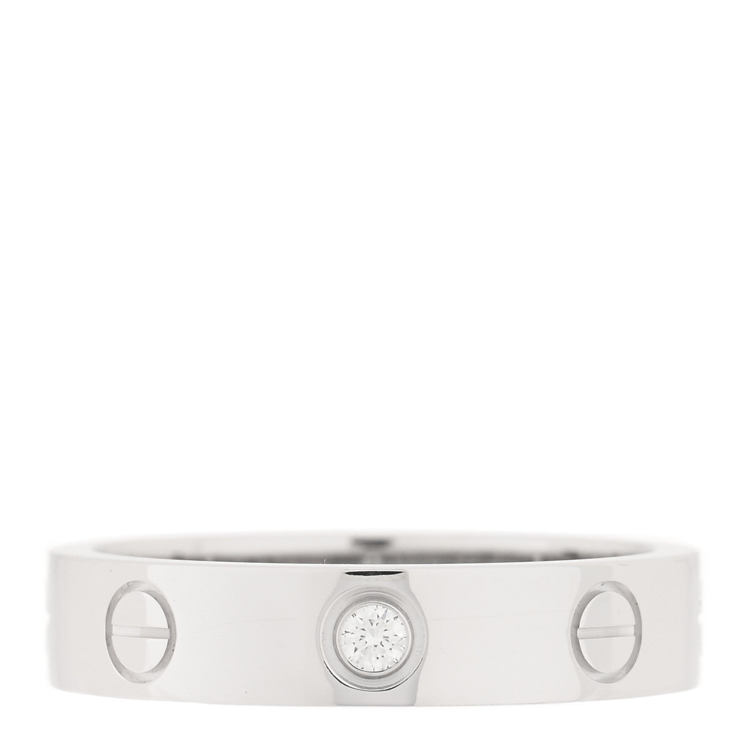 Cartier 18K White Gold Diamond 4mm LOVE Wedding Band Ring 50 5.25 1 of 5