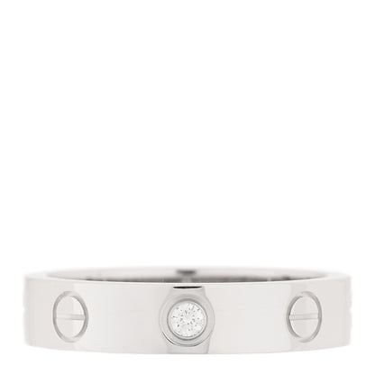 Cartier 18K White Gold Diamond 4mm LOVE Wedding Band Ring 50 5.25 1 of 5