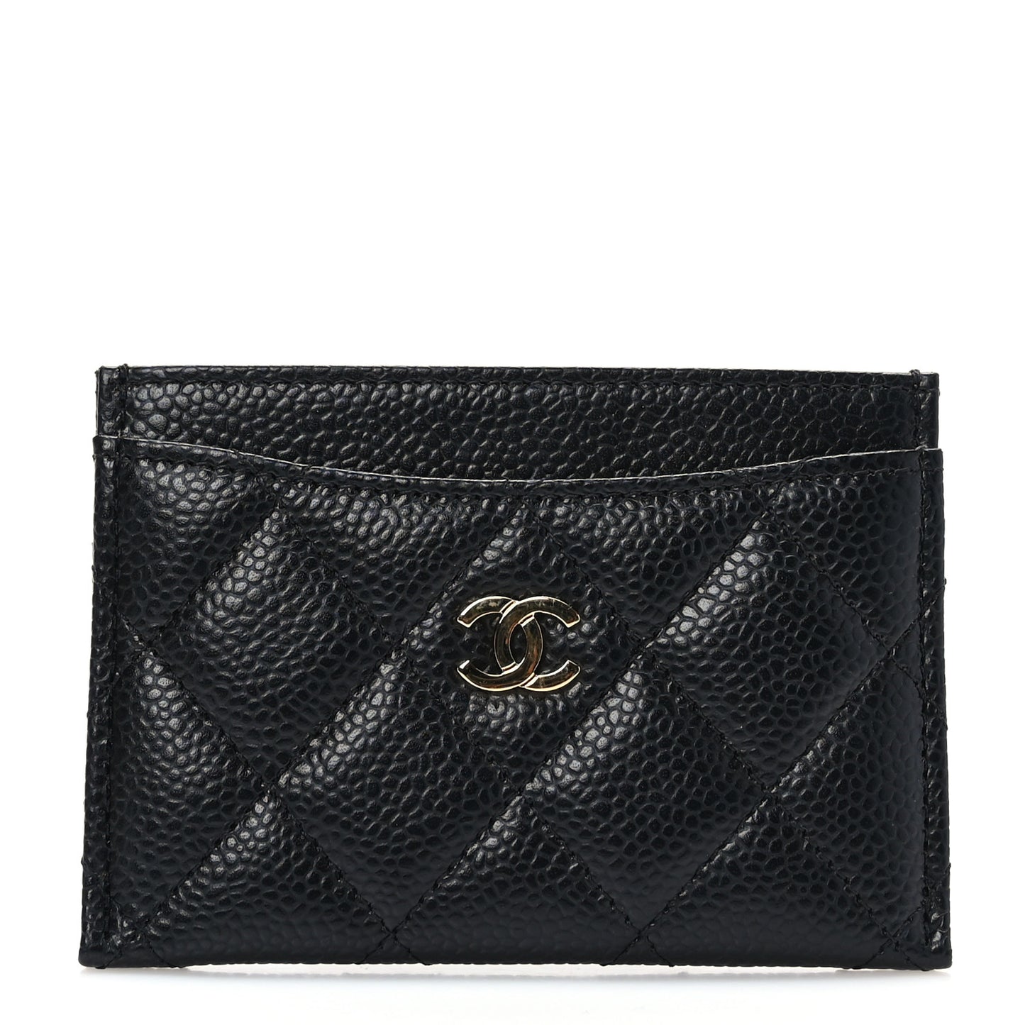 Caviar Quilted Card Holder Black