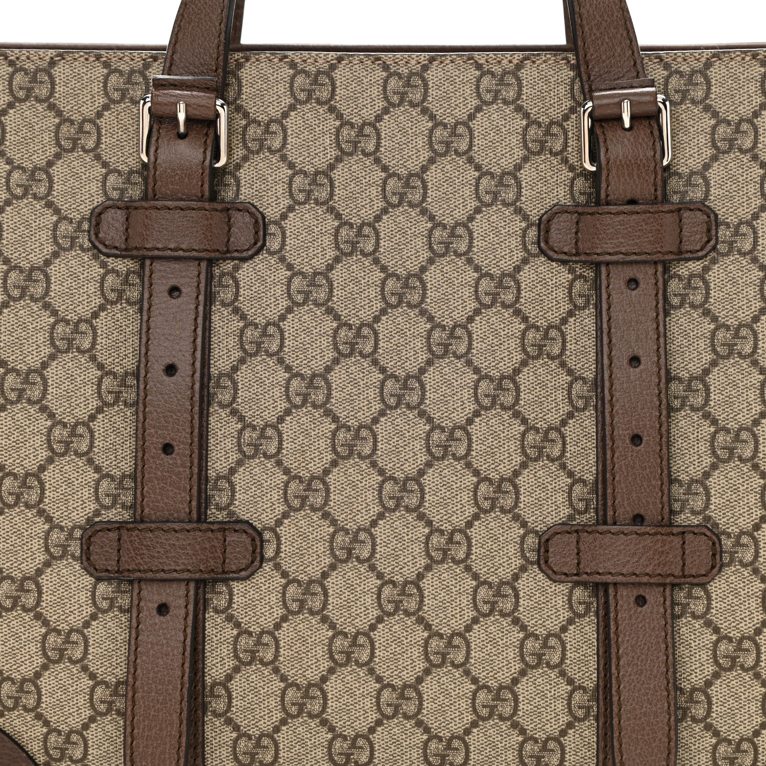 Gucci GG Supreme Monogram Textured Dollar Calfskin Small Detail Tote Beige Ebony New Acero 8 of 8