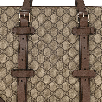 Gucci GG Supreme Monogram Textured Dollar Calfskin Small Detail Tote Beige Ebony New Acero 8 of 8