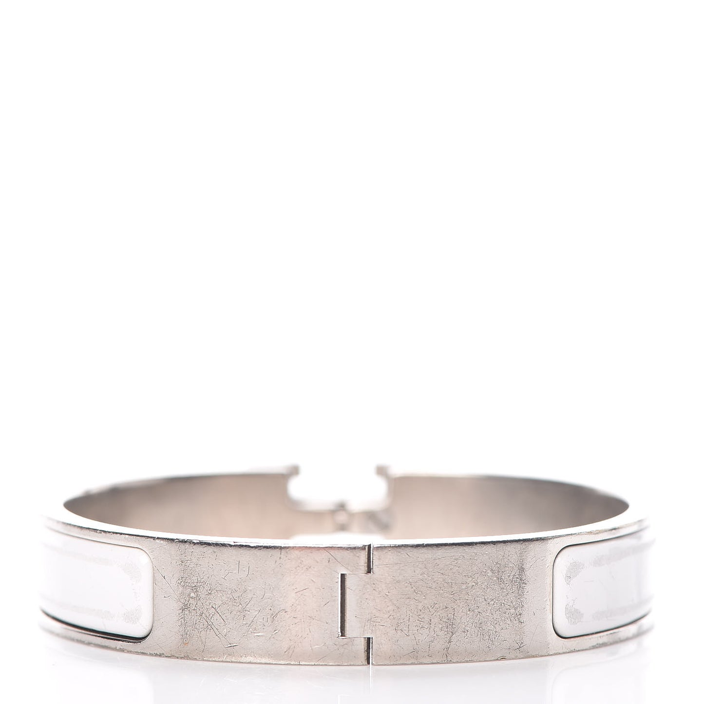 Enamel Narrow Clic Clac H Bracelet PM White