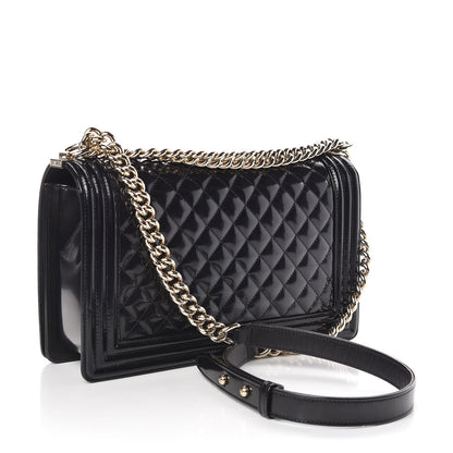 Chanel Patent Calfskin Quilted New Medium Boy Flap Black 3 of 11