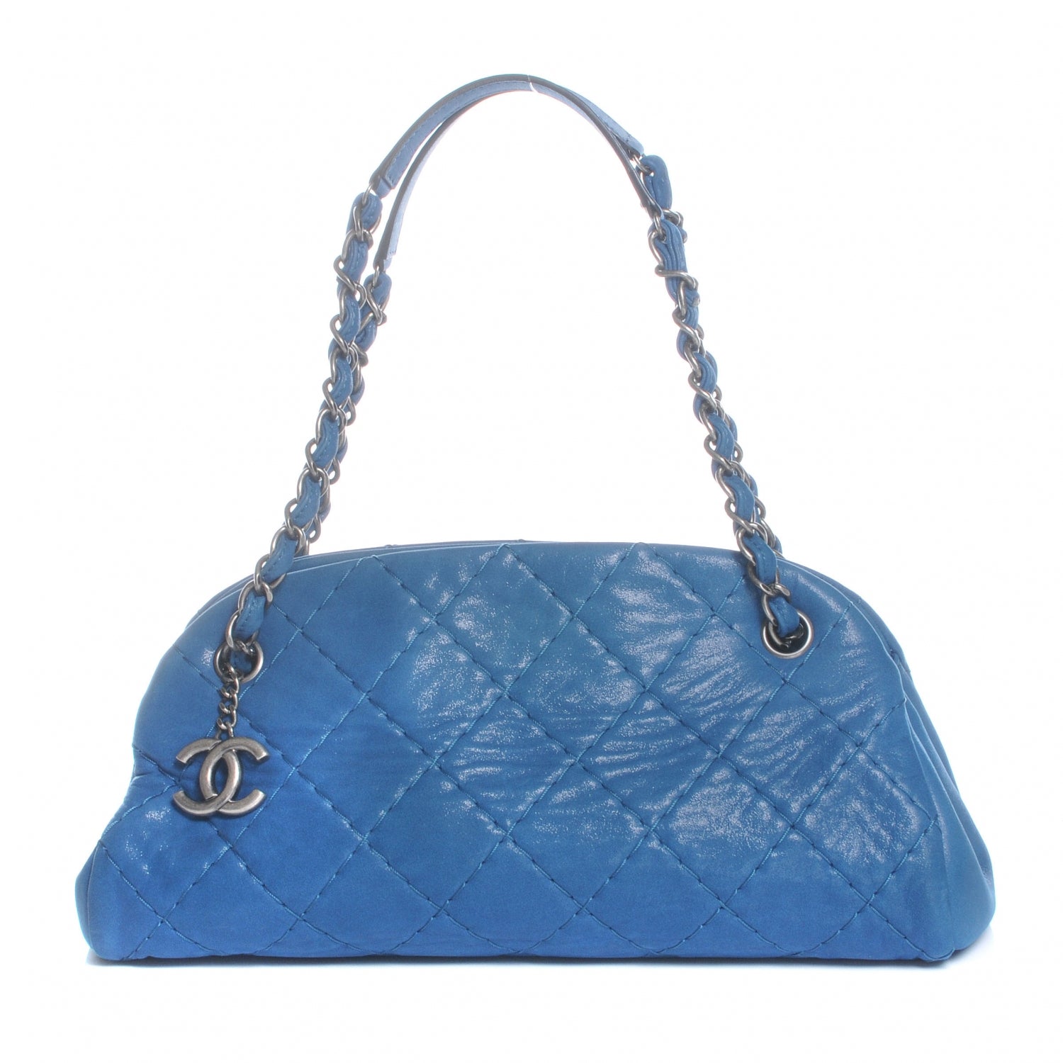 Chanel Iridescent Calfskin Medium Just Mademoiselle Bowler Blue 1 of 7