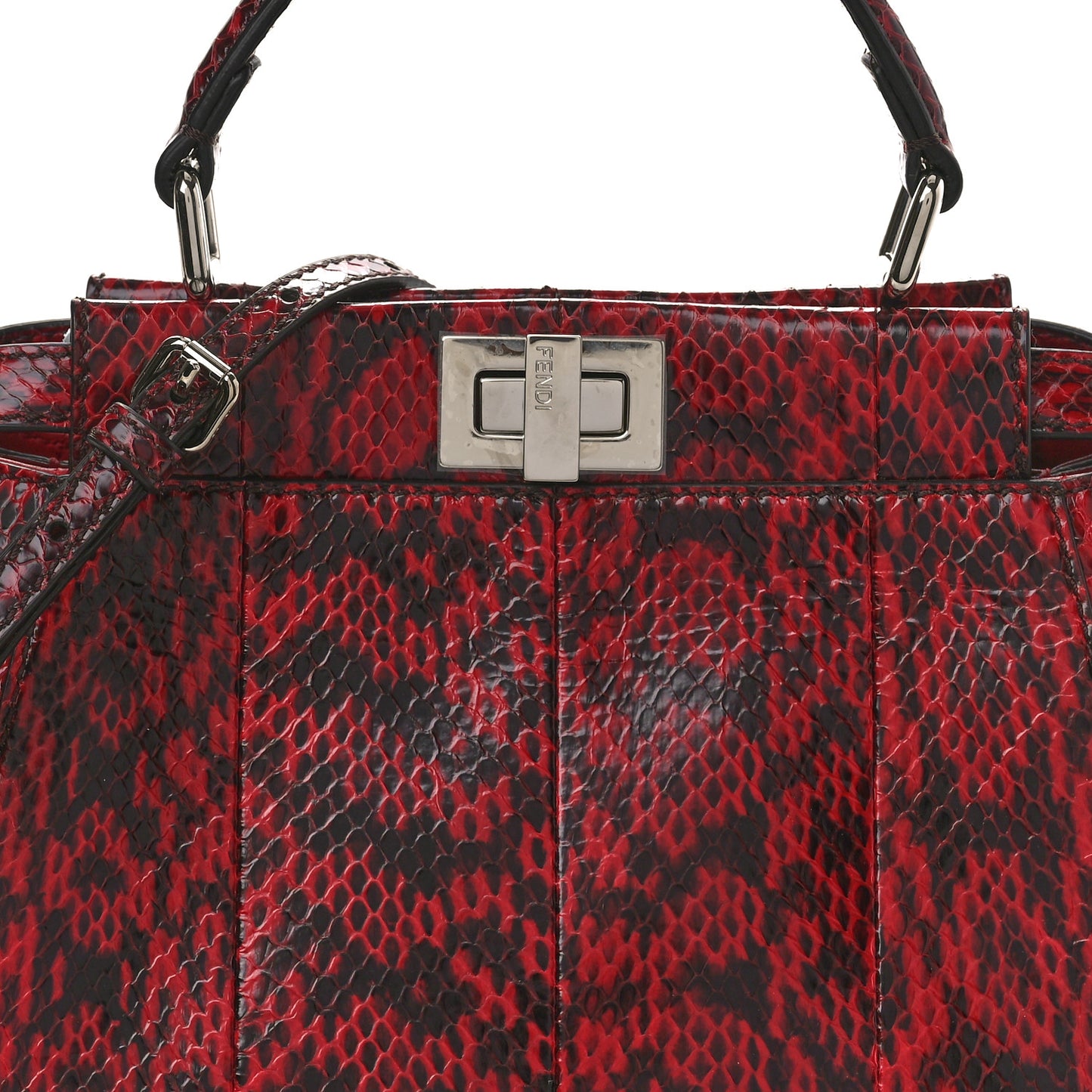 Snakeskin Shiny Nappa Mini Peekaboo Iconic Satchel Red