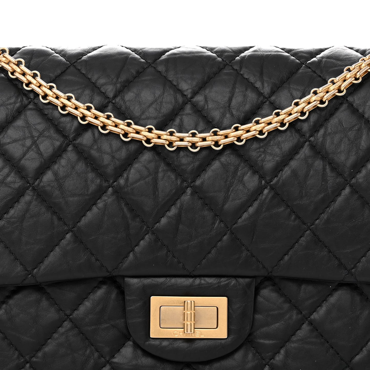 Aged Calfskin Quilted 2.55 Reissue 227 Flap Black