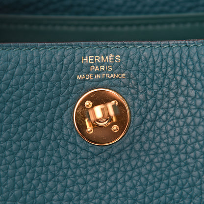 Hermes Taurillon Clemence Mini Lindy 20 Vert Bosphore 5 of 9