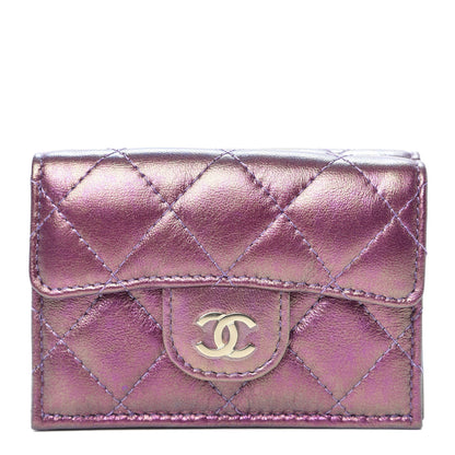 Chanel Iridescent Lambskin Small Quilted Flap Wallet Purple 1 of 11