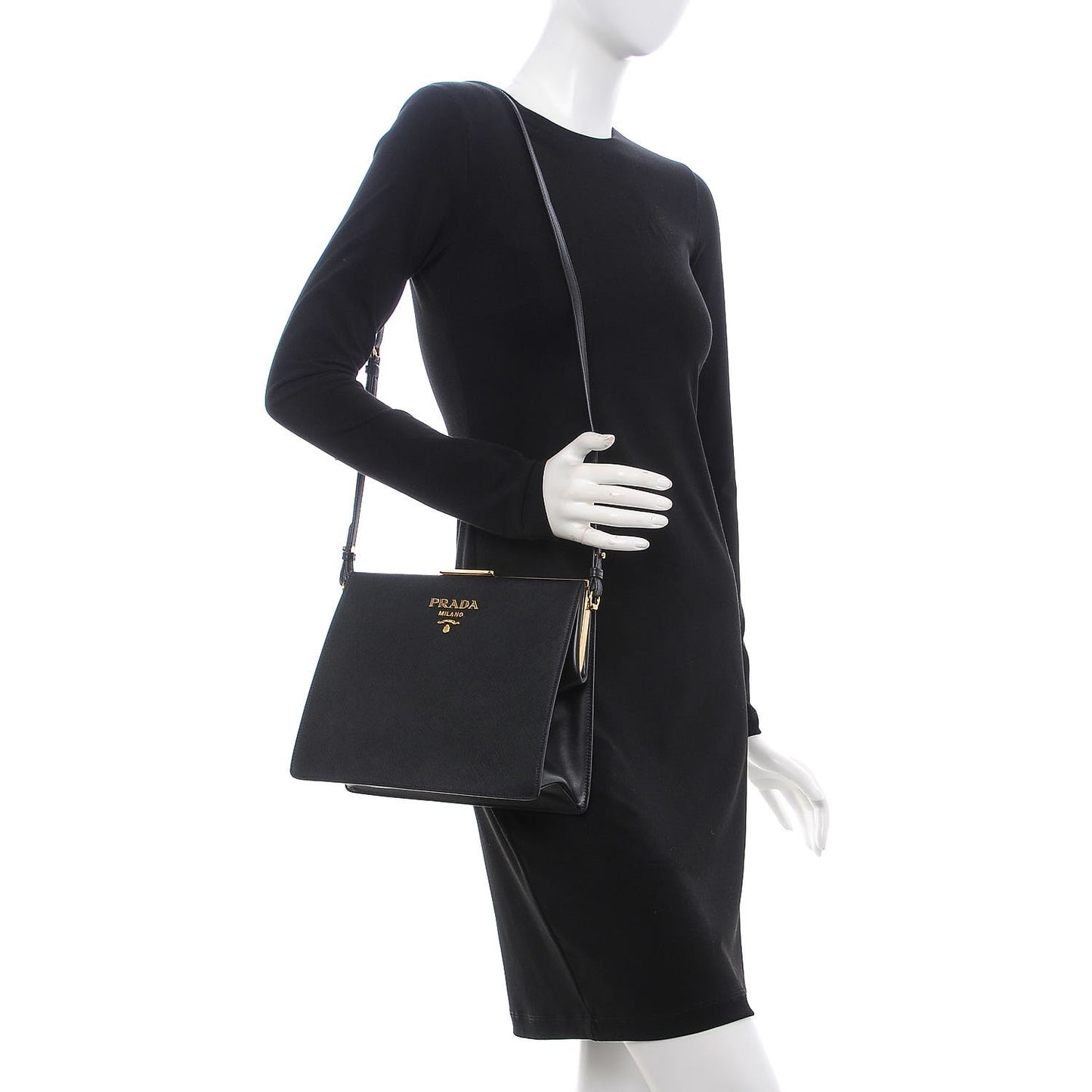 Saffiano City Calf Light Frame Bag Nero Black