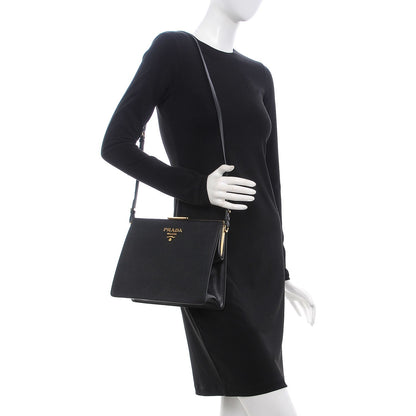 Prada Saffiano City Calf Light Frame Bag Nero Black 2 of 6
