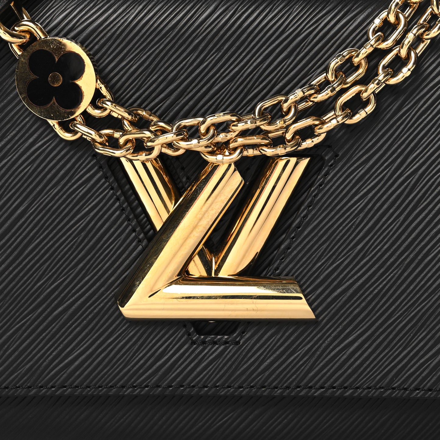 Epi Twist Monogram Flower Chain Shoulder Bag MM Black