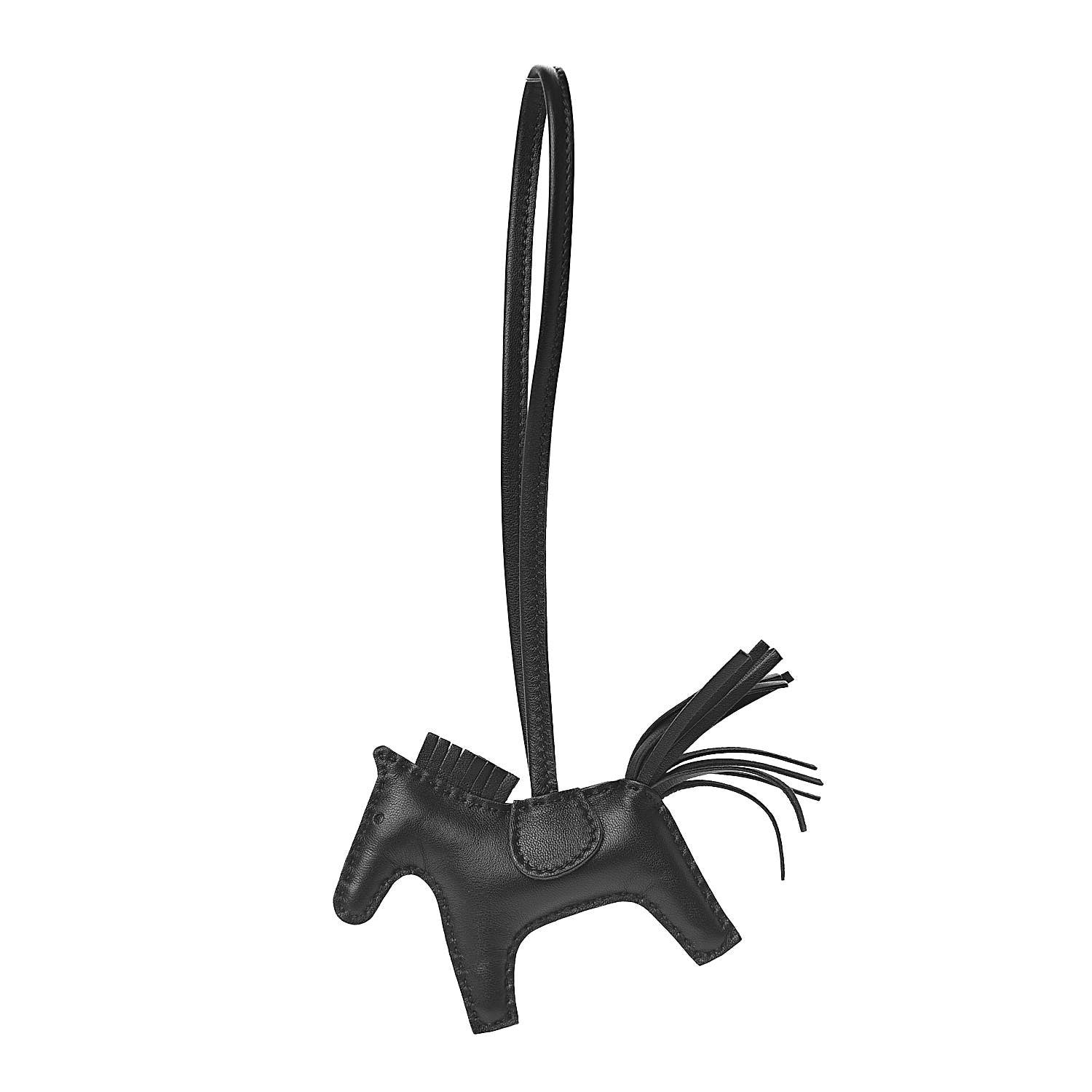 Hermes Milo Lambskin Grigri Rodeo Horse Bag Charm PM So Black 1 of 6