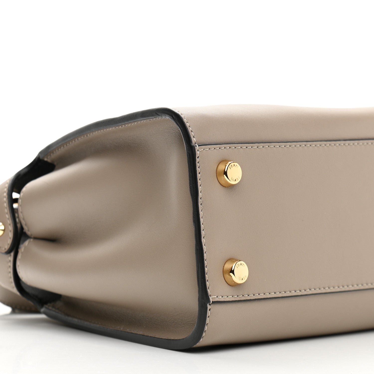 Fendi Vitello Tahiti Burro Medium Peekaboo Iconic Essentially Satchel Tortora Black 9 of 10