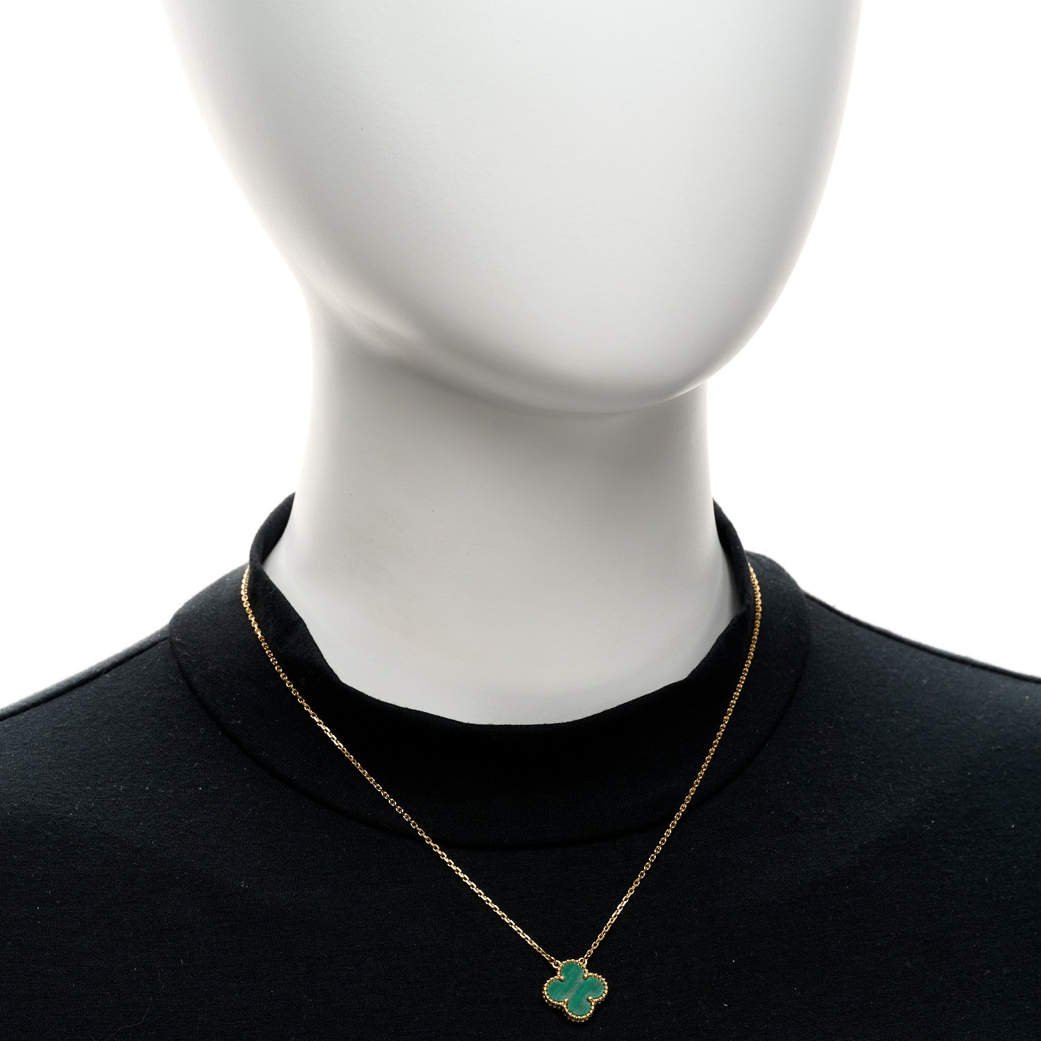 Van Cleef & Arpels 18K Yellow Gold Malachite Vintage Alhambra Pendant Necklace 2 of 4