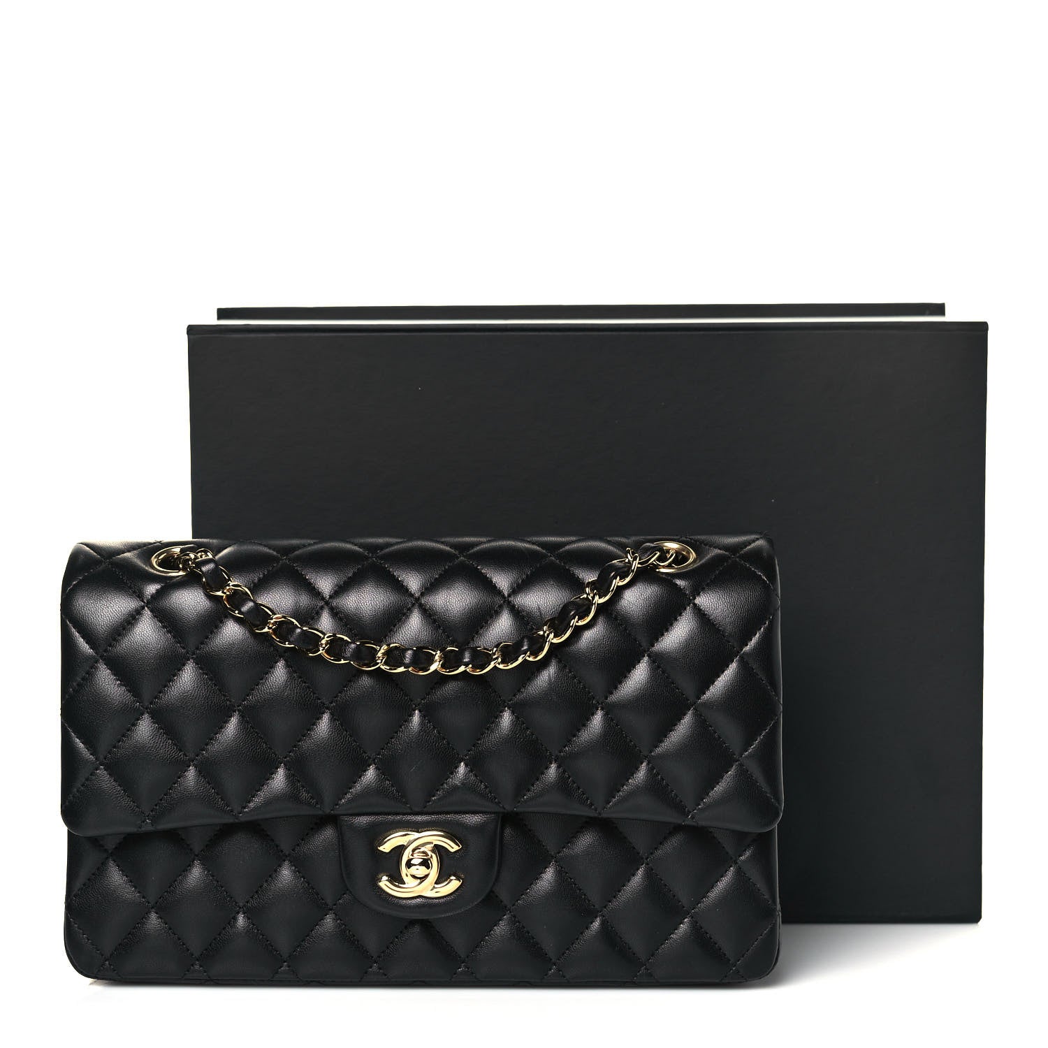 Chanel Lambskin Quilted Medium Double Flap Black 16 of 16