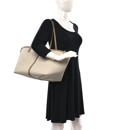 Burberry Cotton Canvas Mini Logo Horseferry Tote Bag Off White 2 of 15