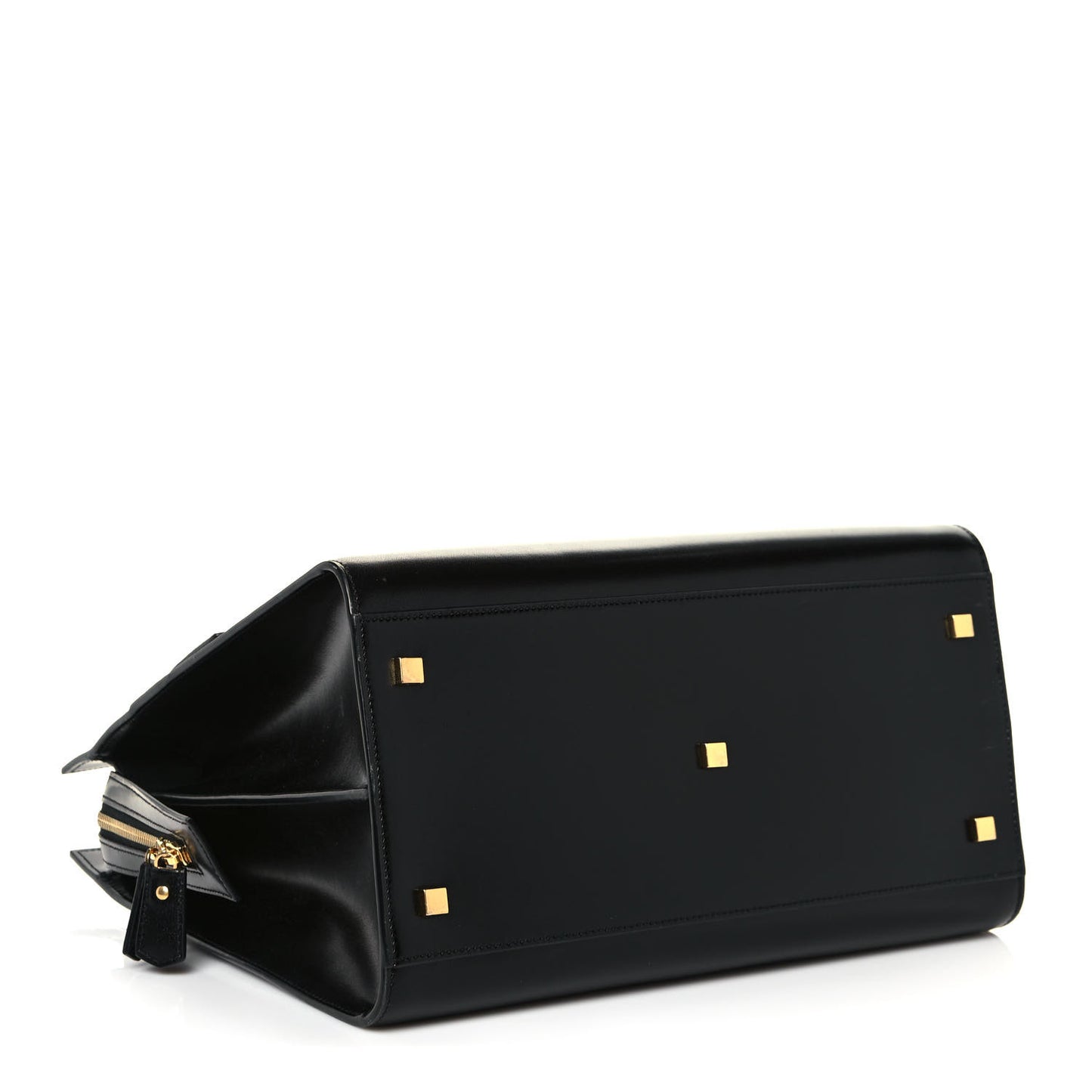 Shiny Calfskin Large Uptown Tote Black