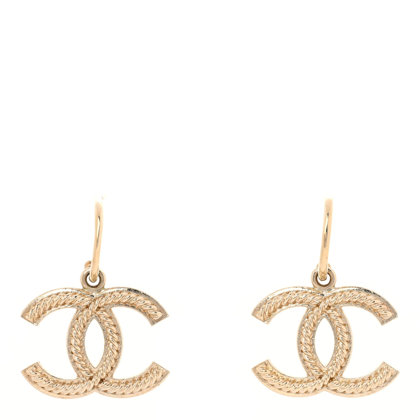 Metal CC Rope Hoop Drop Earring Gold