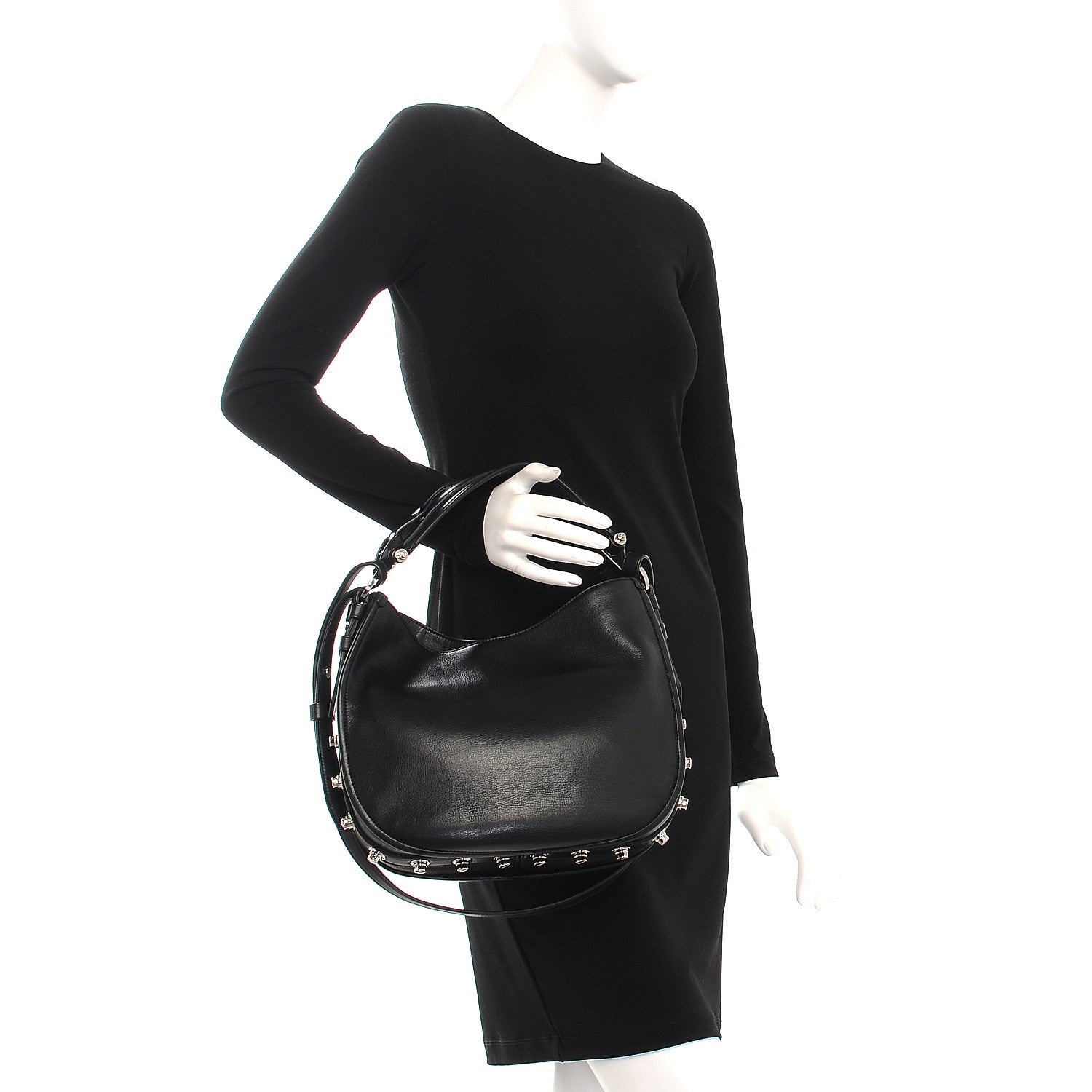 Givenchy Calfskin Small Studded Obsedia Hobo Black 223797