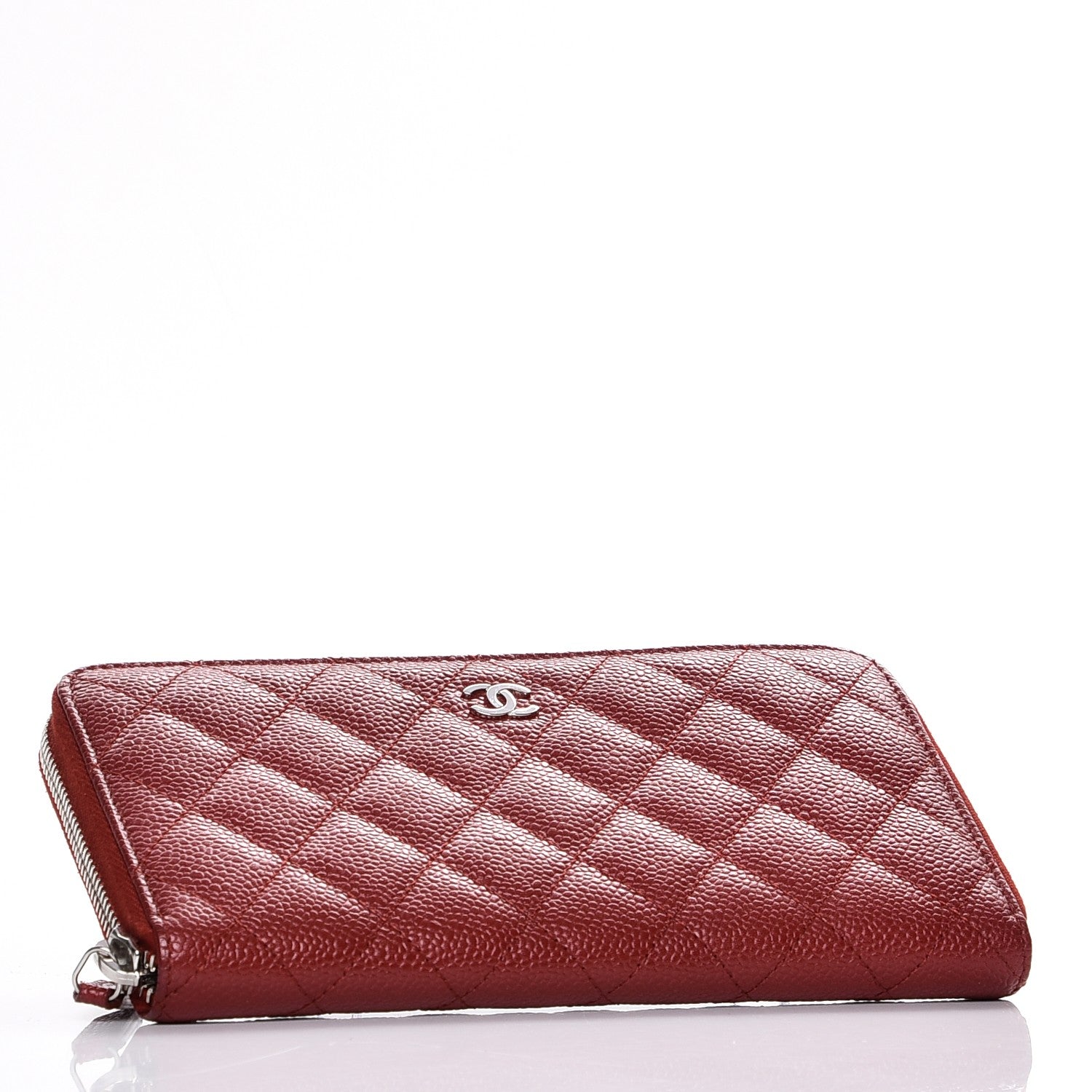 Chanel Caviar Quilted Large Gusset Zip Around Wallet Red 4 of 9