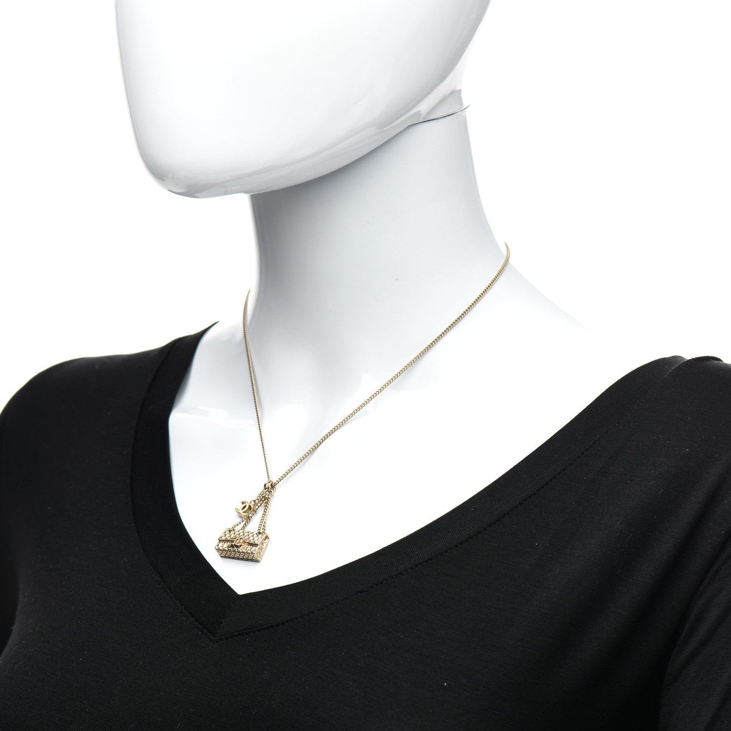 Chanel Metal Flap Bag Necklace Gold 2 of 5