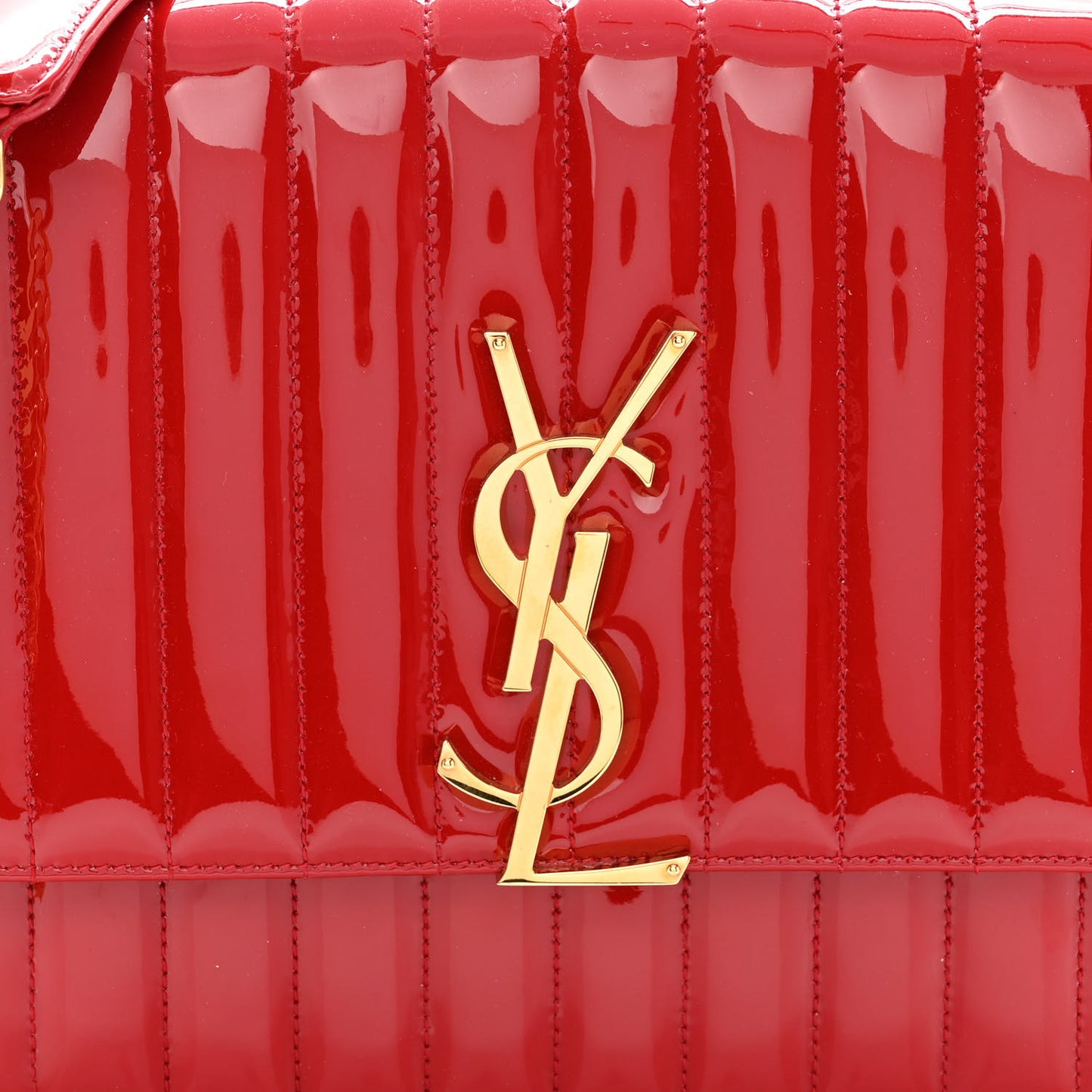 Patent Matelasse Monogram Large Vicky Chain Bag Rouge Eros
