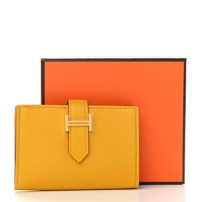 Hermes Epsom Bearn Card Holder Wallet Jaune Ambre 8 of 8