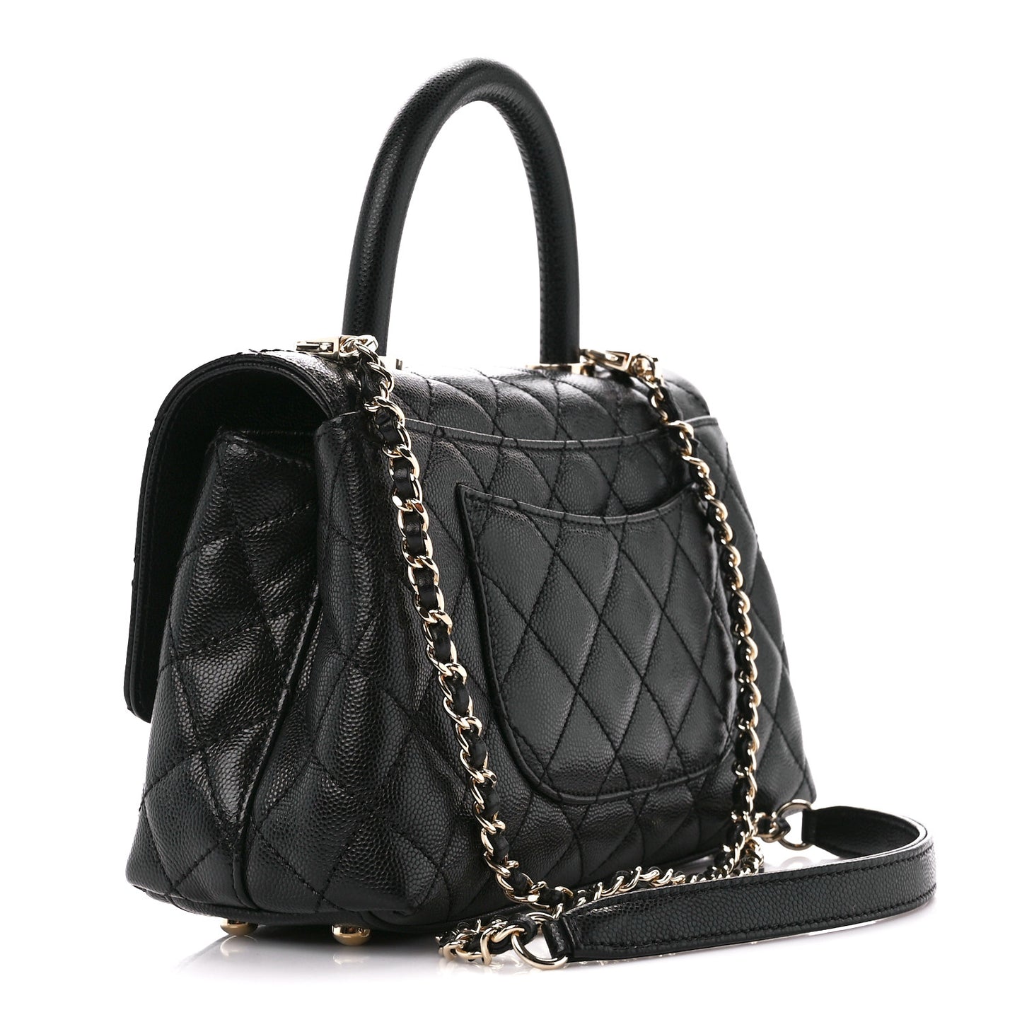 Caviar Quilted Mini Coco Handle Flap Black