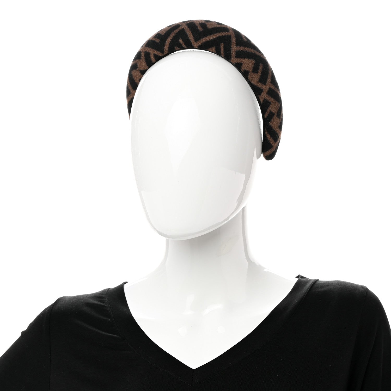 Fendi Wool Cashmere FF Logo Headband Tobacco 2 of 4