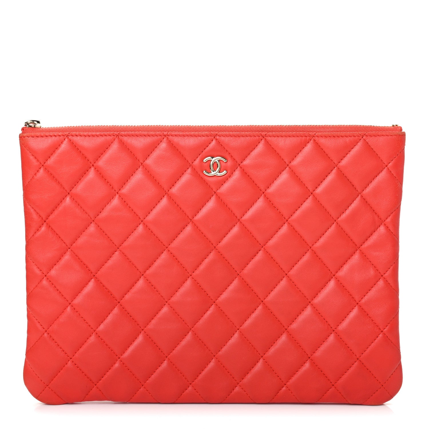 Chanel Lambskin Quilted Medium Cosmetic Case Red 1 of 4
