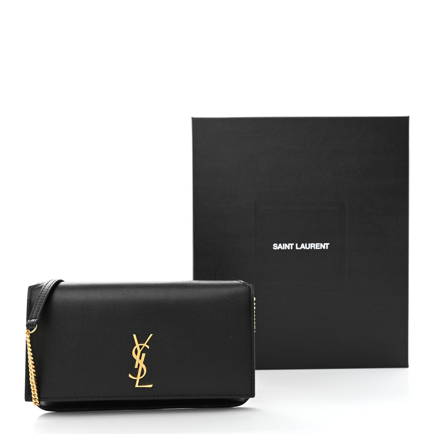 Smooth Calfskin Monogram Phone Holder Crossbody Black