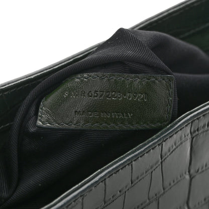 Saint Laurent Calfskin Crocodile Embossed LE 5 A 7 Hobo Vert Fonce 7 of 13
