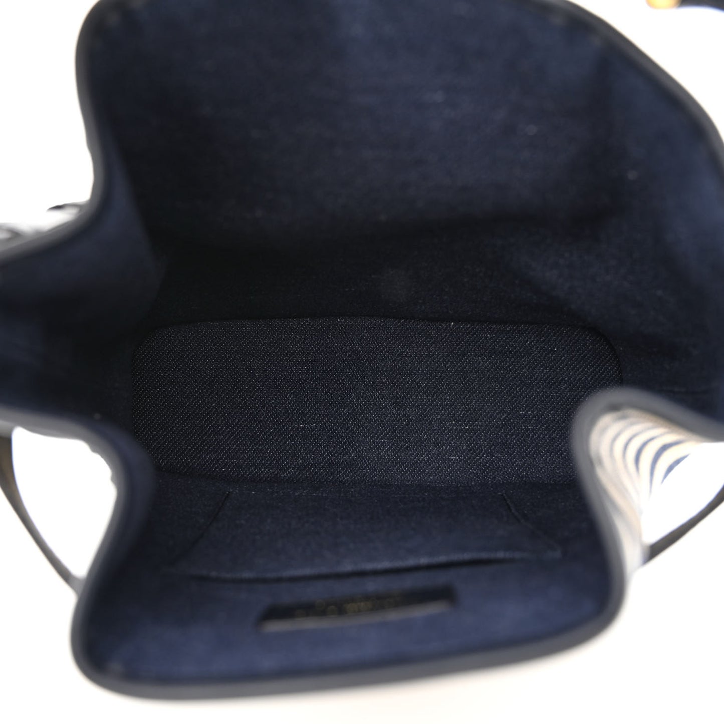Raffia Medium C'est Chain Bucket Bag Natural Denim Blue