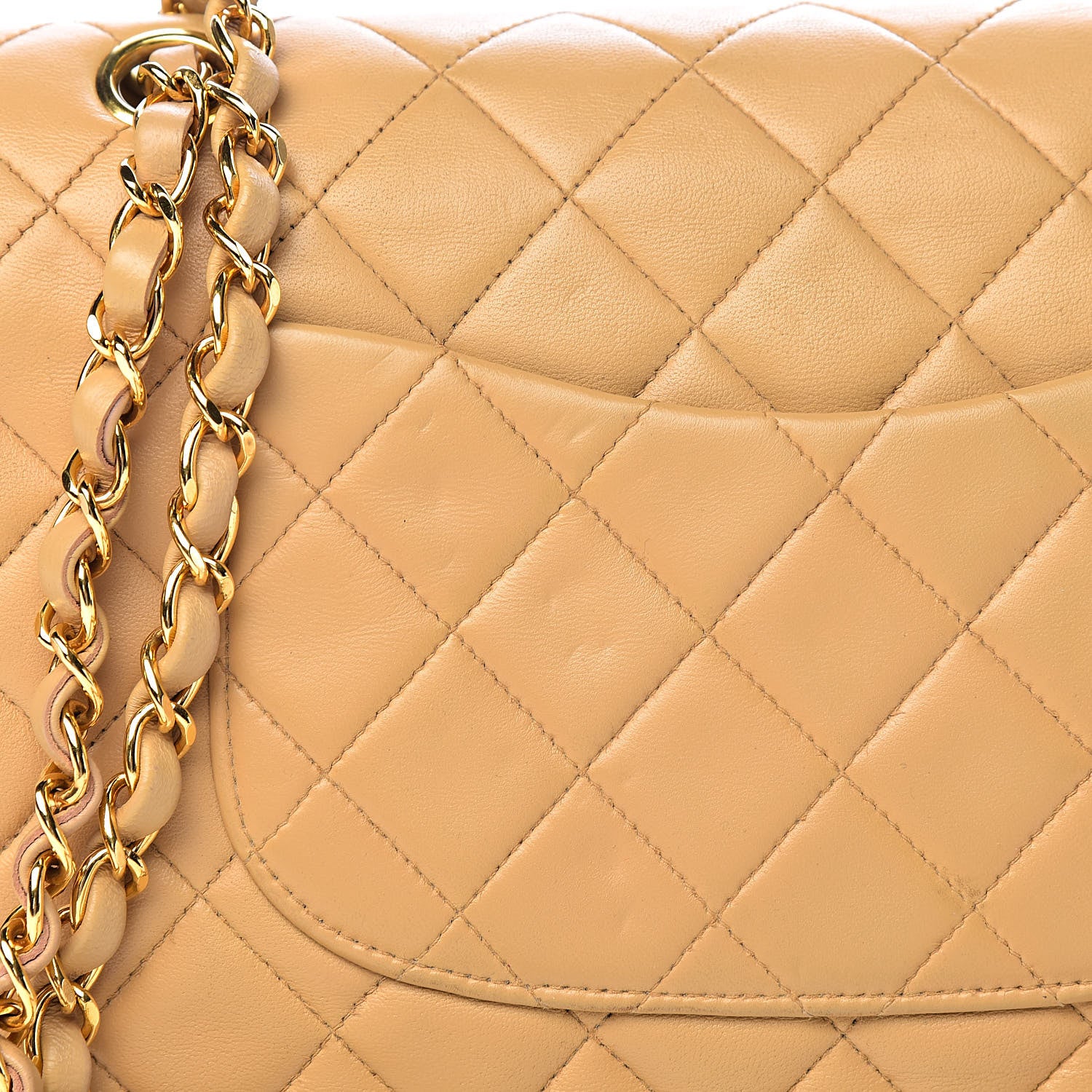 Chanel Lambskin Quilted Medium Double Flap Beige 11 of 14