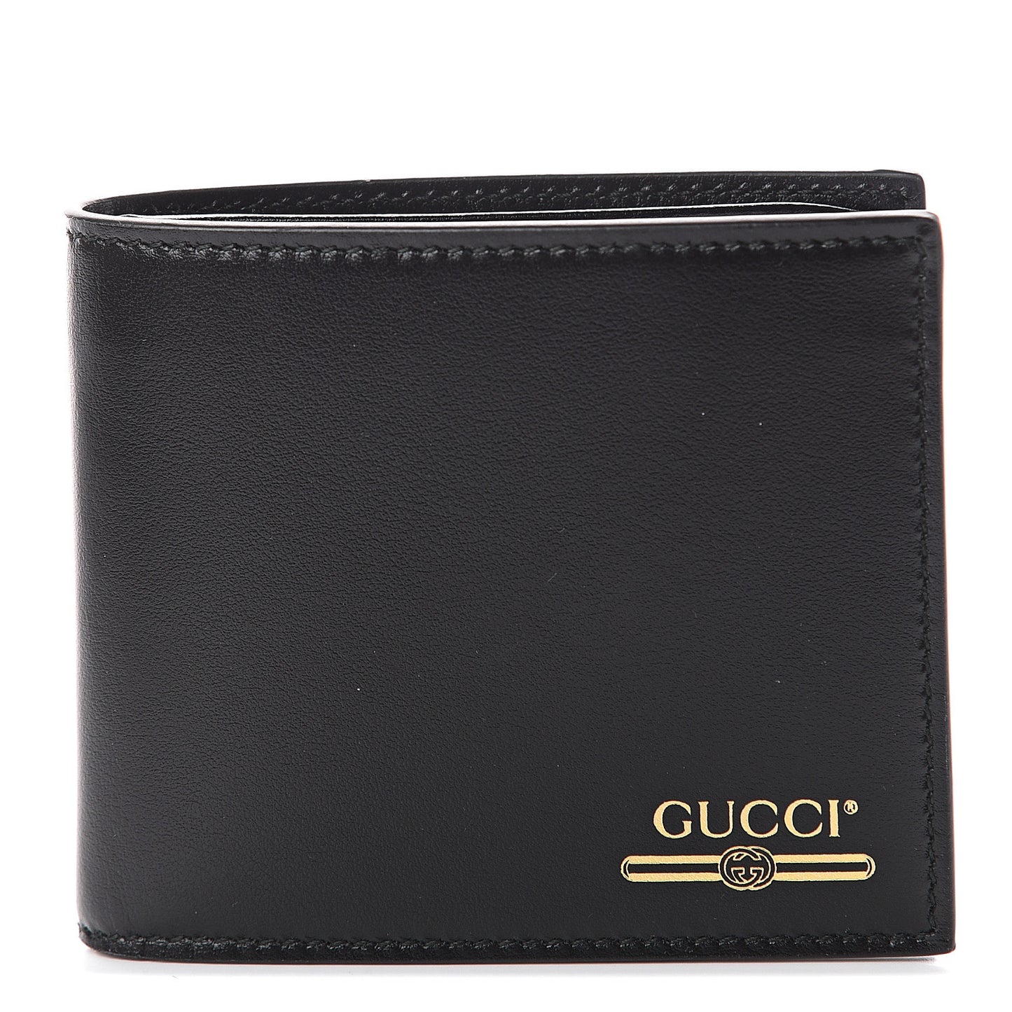 Plutone Calfskin Logo Bi-Fold Wallet Black