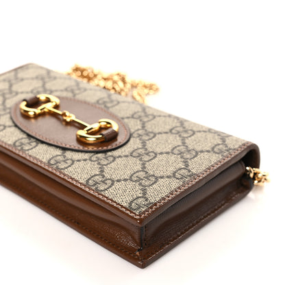 Gucci GG Supreme Monogram Azalea Calfskin Horsebit 1955 Wallet On Chain Beige Ebony Brown Sugar 9 of 10