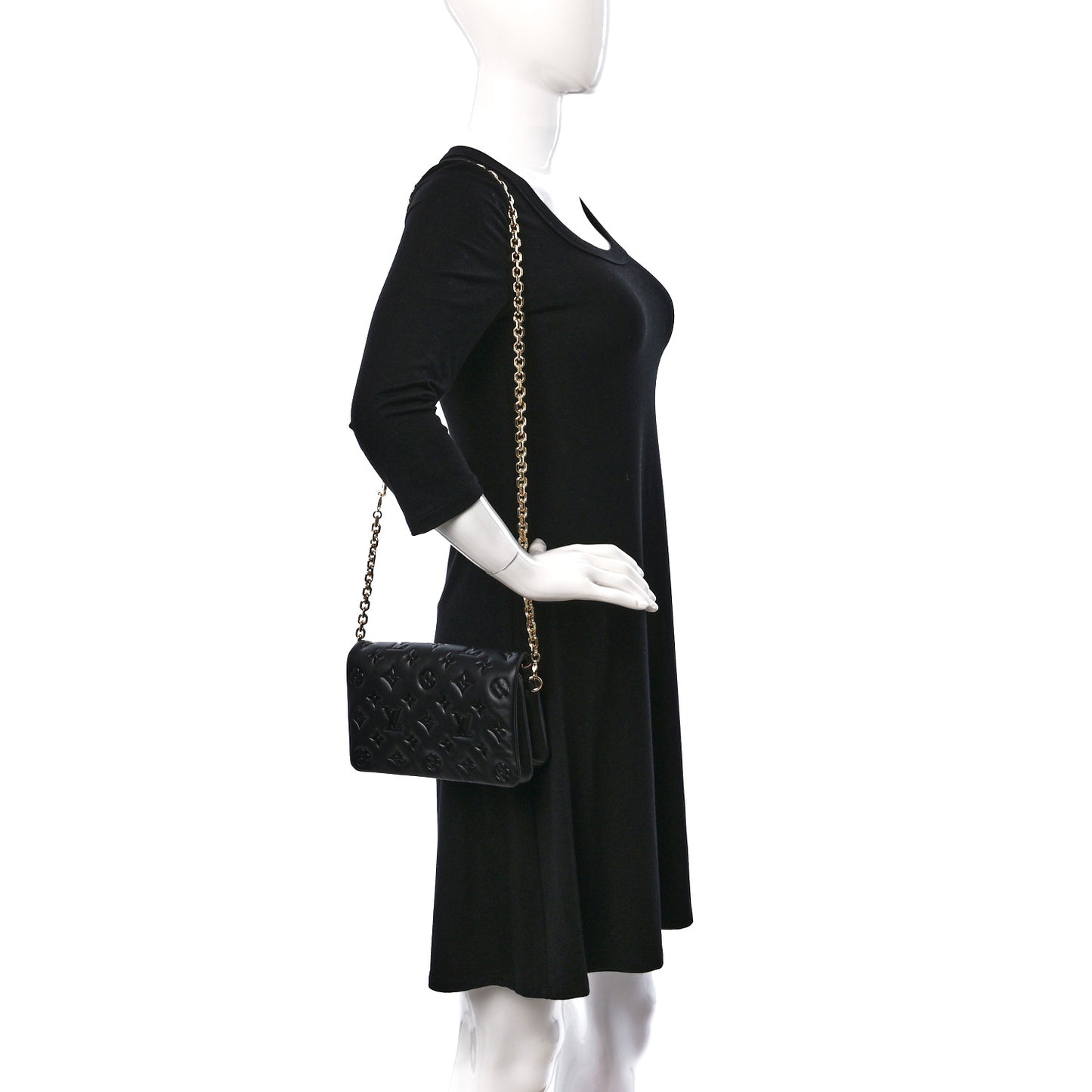Lambskin Embossed Monogram Pochette Coussin Black