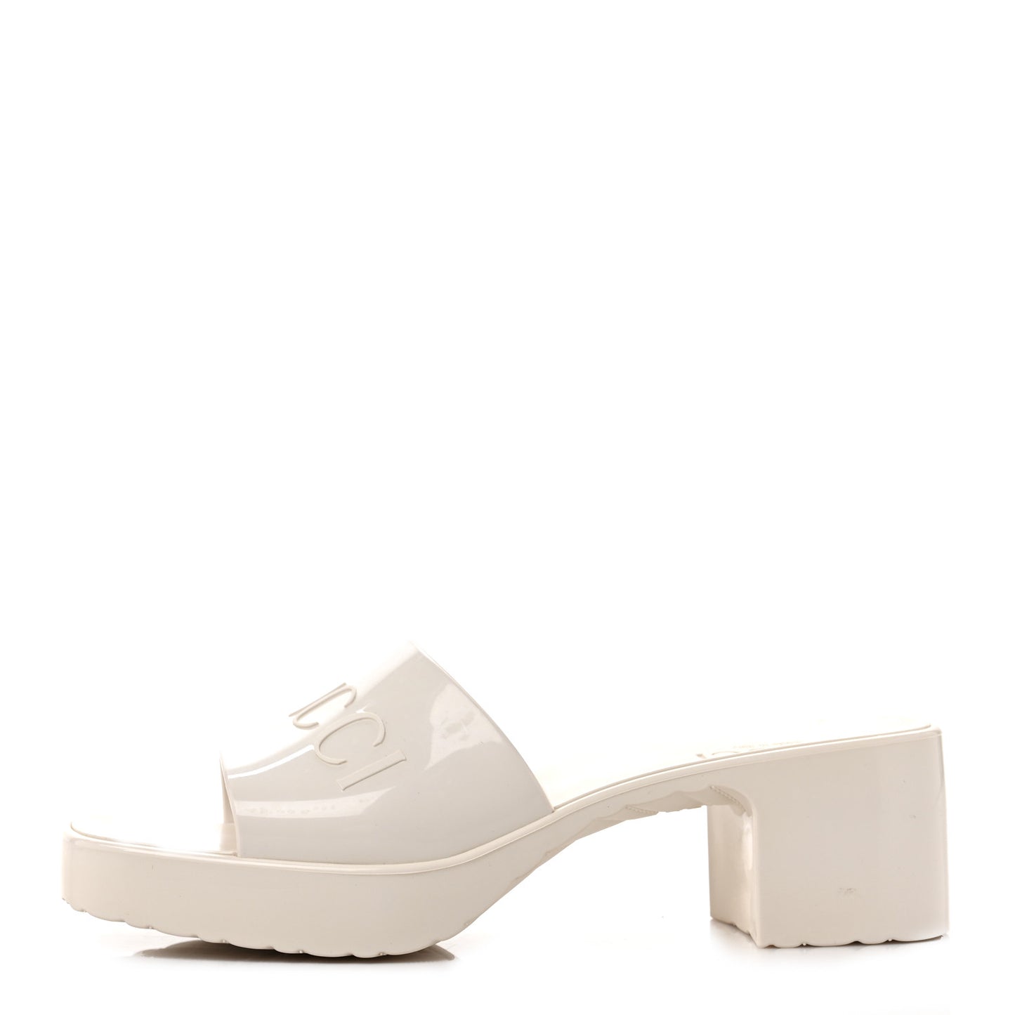 Rubber Gucci Logo Womens Platform 20/60mm Slide Sandals 37 Mystic White