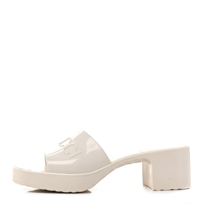 Gucci Rubber Gucci Logo Womens Platform 20/60mm Slide Sandals 37 Mystic White 1 of 7