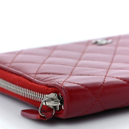 Chanel Lambskin Quilted Large Zip Around Organizer Wallet Red 8 of 9