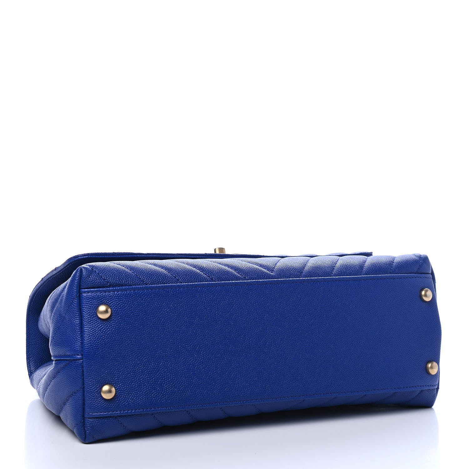 Chanel Caviar Chevron Quilted Small Coco Handle Flap Blue 3 of 6