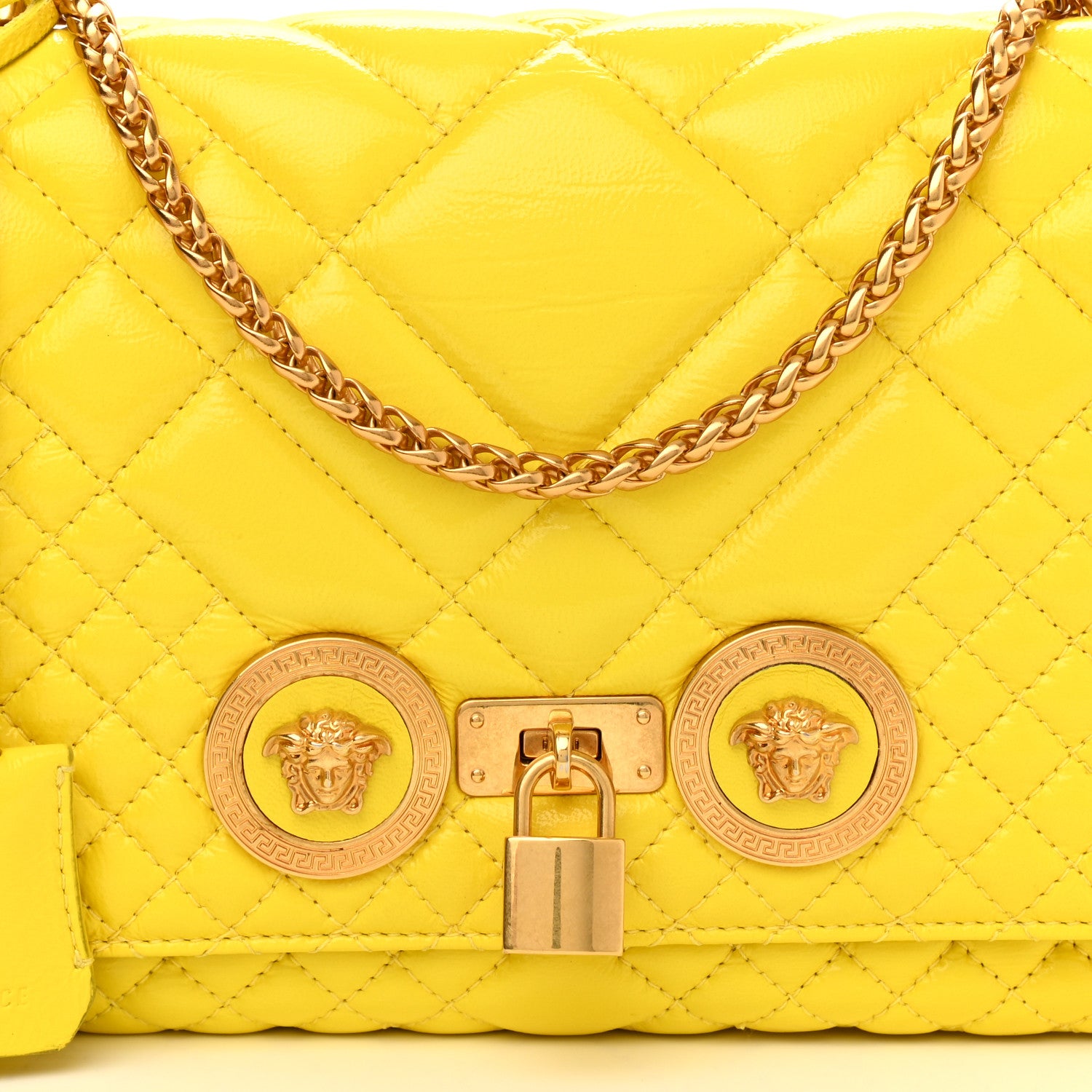 Versace Nappa Quilted Icon Shoulder Bag Yellow 8 of 10