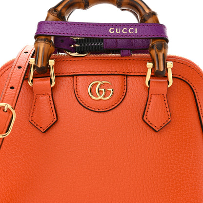 Gucci Textured Dollar Calfskin Mini Diana Dome Tote Bag Deep Orange Spicy Cyclamin 8 of 11