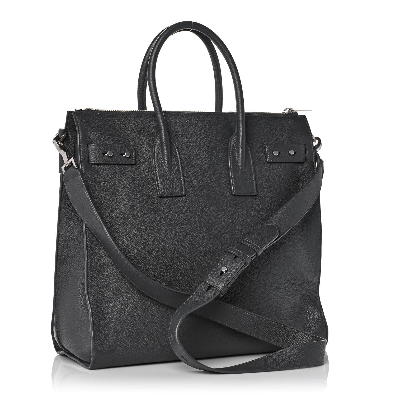 Saint Laurent Grained Calfskin Sac De Jour Souple North South Tote Grey 3 of 13